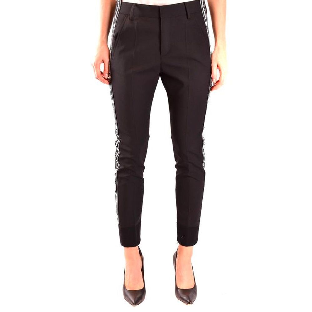 Dsquared² - Sophisticated Wool Slim Tailored Pants with Logo Tape - Black Dsquared²