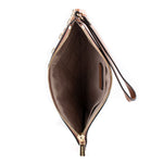 Michael Kors - Edgy Studded Textured Leather Wristlet Clutch - Brown Michael Kors