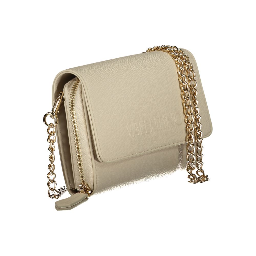 Valentino - Elegant Textured Chain Wallet On Chain - Beige Mario Valentino