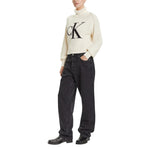 Calvin Klein Jeans - Relaxed Ribbed Logo Turtleneck Sweatshirt - Beige Calvin Klein Jeans
