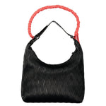 Desigual - Edgy Ribbed PU Shoulder Bag with Braided Coral Handle - Black Desigual
