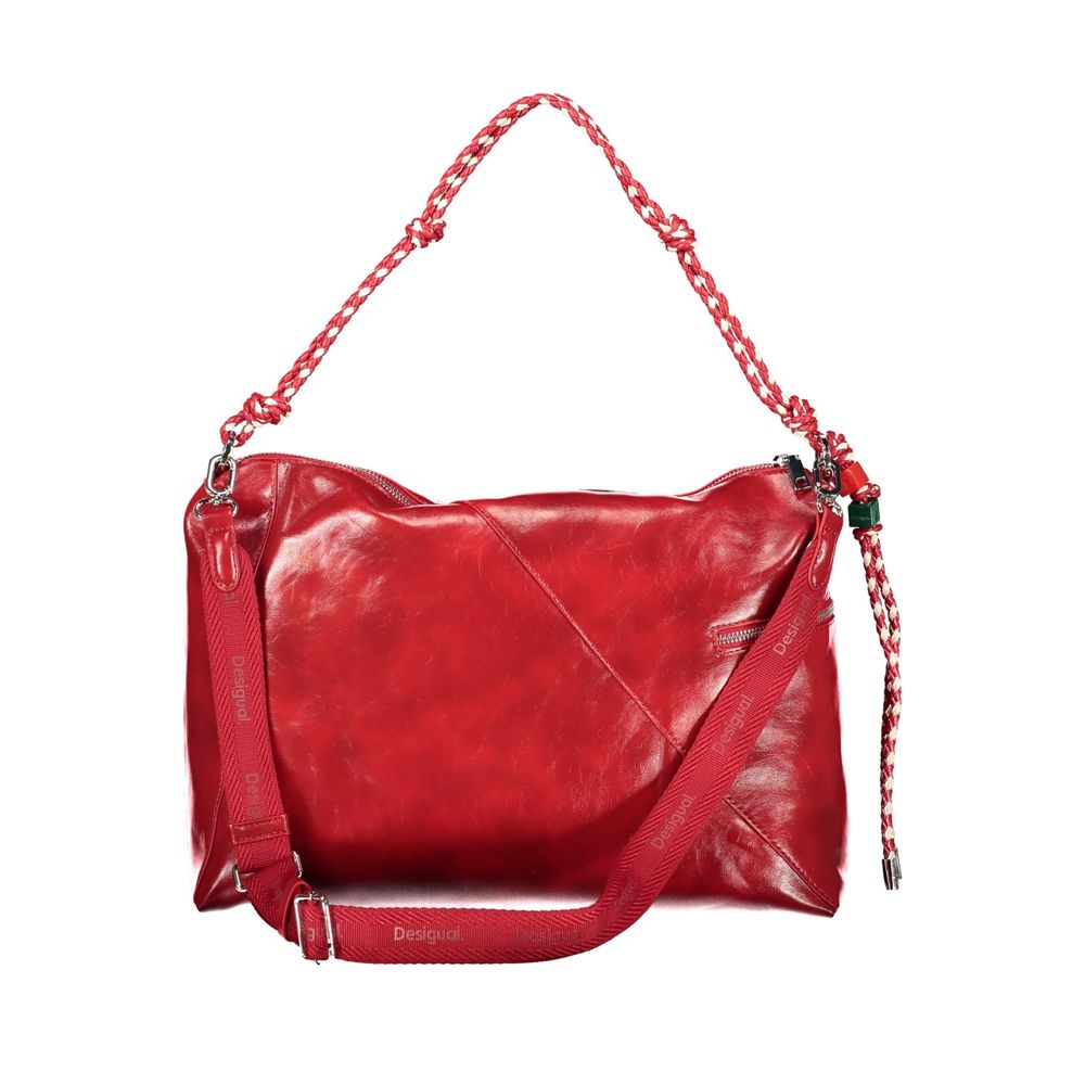 Desigual - Bold Braided Handle Textured Polyethylene Shoulder Bag - Red Desigual