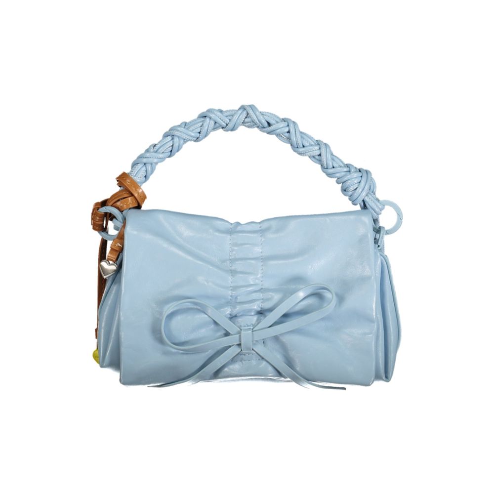 Desigual - Playful Bow Detail Mini Flap Bag With Braided Handle - Light Blue Desigual
