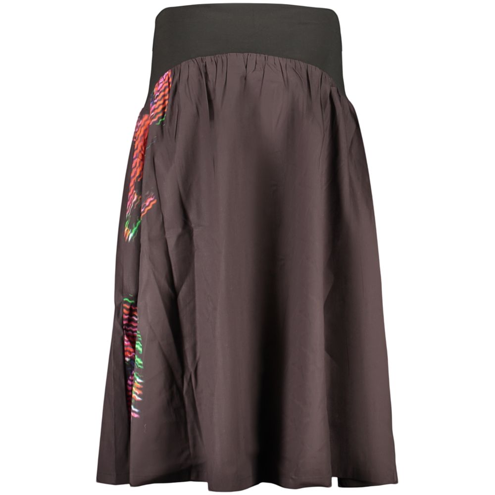 Desigual - Bold Abstract Print High-Waist Midi Skirt - Black Desigual