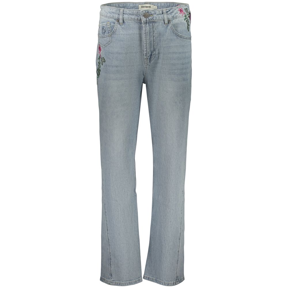 Desigual - Romantic Floral Embroidered Straight-Leg Jeans - Light Blue Desigual