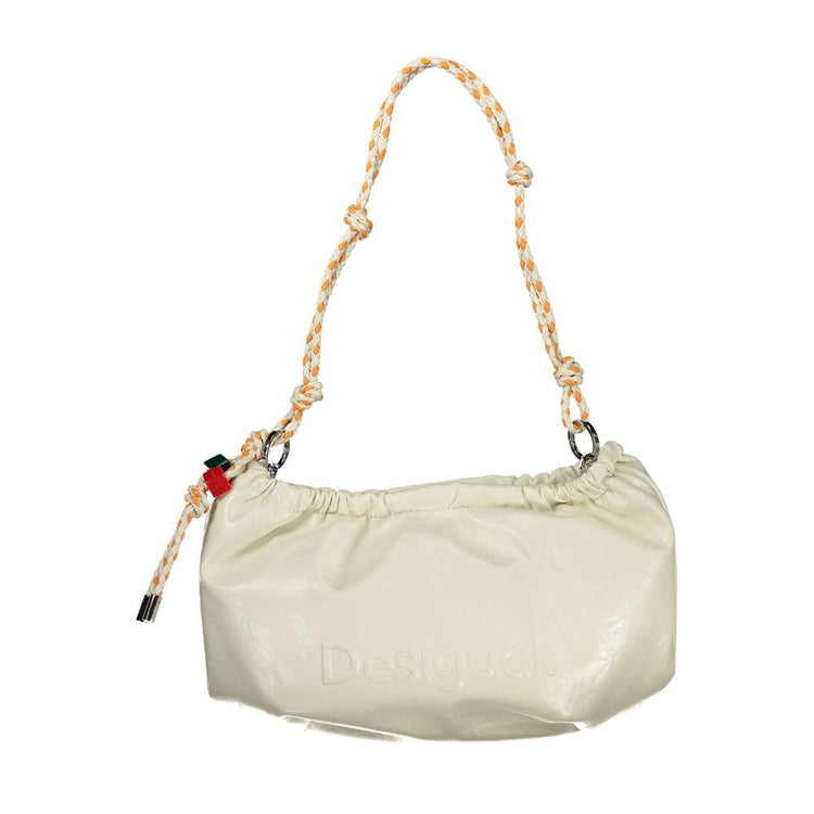 Desigual - Playful Glossy PU Shoulder Bag with Knotted Rope Handle - White Desigual