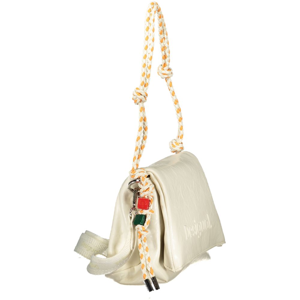 Desigual - Playful Braided Rope Handle Polyethylene Shoulder Bag - Ecru Desigual