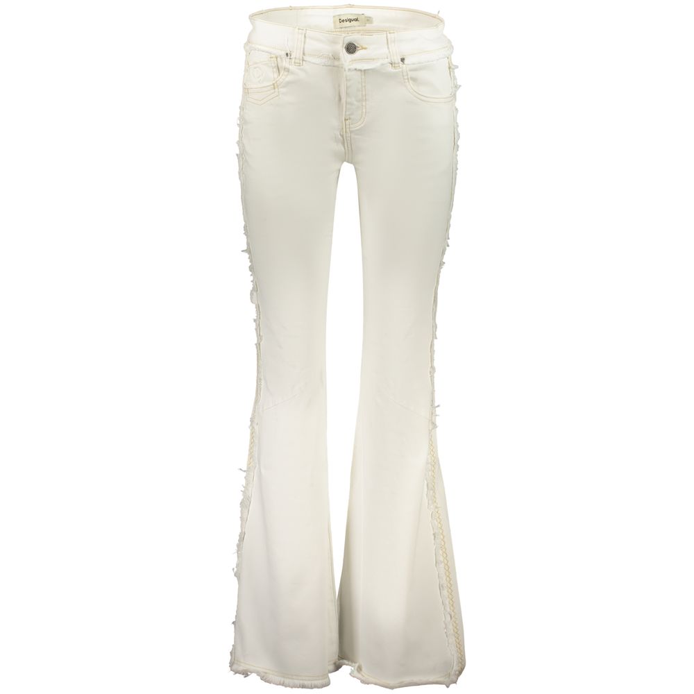 Desigual - Retro Raw Edge Cotton Flared Jeans - White Desigual