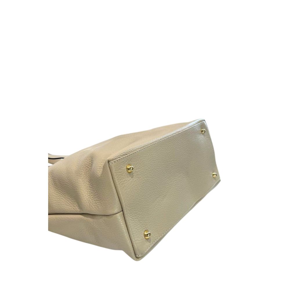 Baldinini Trend - Polished Textured Cowhide Shoulder Bag - Beige Baldinini Trend