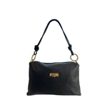 Baldinini Trend - Textured Cowhide Shoulder Bag with Gold Ring Hardware - Black Baldinini Trend