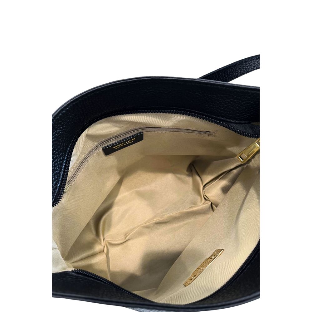 Baldinini Trend - Structured Textured Cowhide Shoulder Bag with Gold Hardware - Black Baldinini Trend