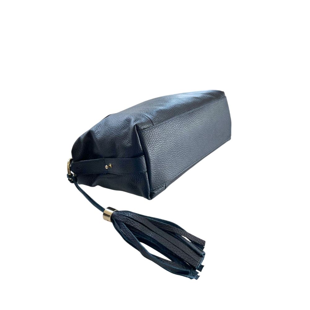 Baldinini Trend - Textured Cowhide Shoulder Bag with Fringe Tassel - Blue Baldinini Trend