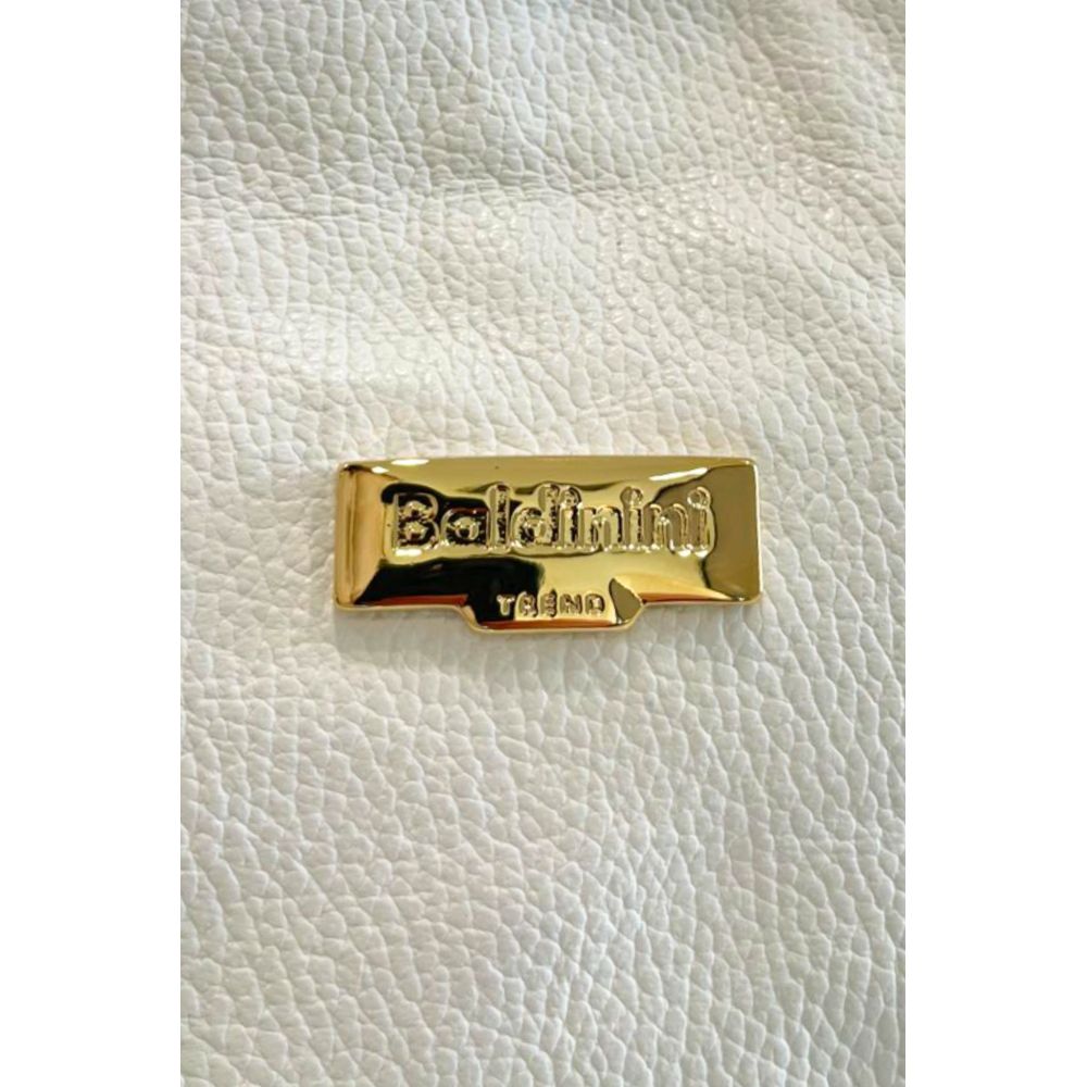 Baldinini Trend - Polished Textured Cowhide Shoulder Bag with Gold Hardware - White Baldinini Trend