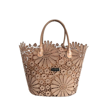 Baldinini Trend - Artistic Floral Openwork Basket Handbag - Brown Baldinini Trend
