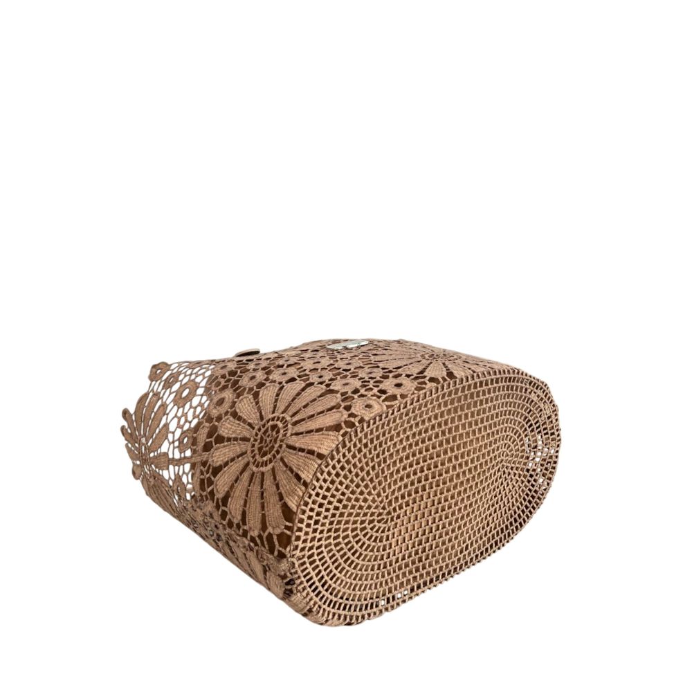 Baldinini Trend - Artistic Floral Openwork Basket Handbag - Brown Baldinini Trend