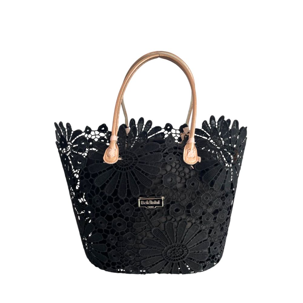 Baldinini Trend - Sculptural Floral Openwork Basket Handbag - Black Baldinini Trend