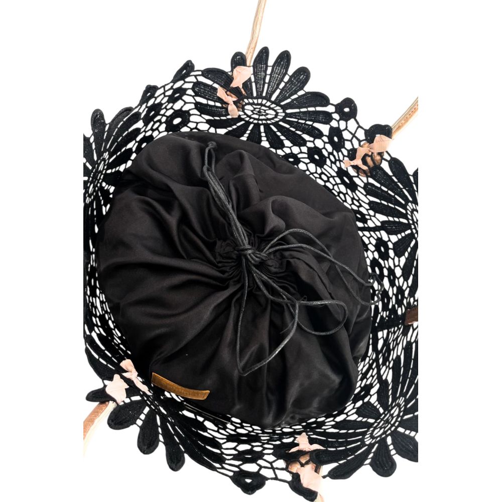 Baldinini Trend - Sculptural Floral Openwork Basket Handbag - Black Baldinini Trend