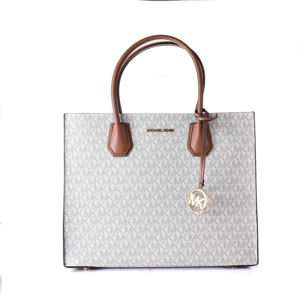 Michael Kors - Structured Monogram Leather Top Handle Tote - Grey Michael Kors