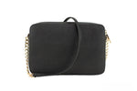 Michael Kors - Polished Saffiano Leather Chain Crossbody Bag - Black Michael Kors