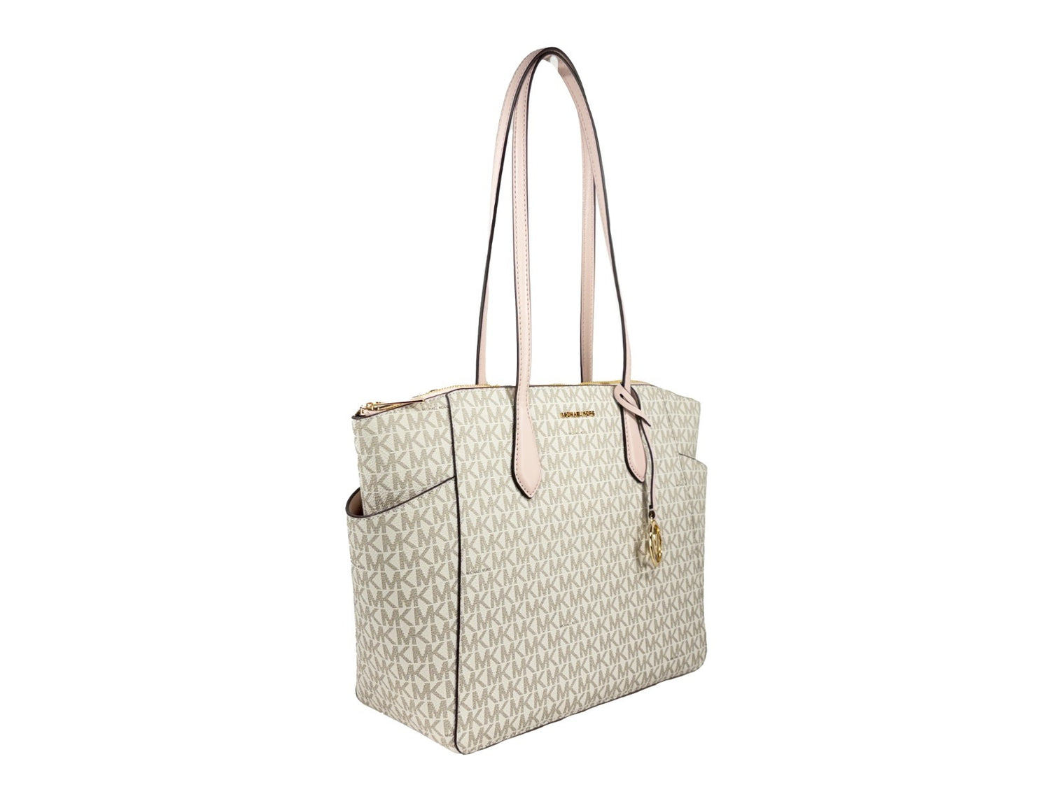 Michael Kors - Polished Signature Logo Medium Tote Bag - Vanilla Michael Kors