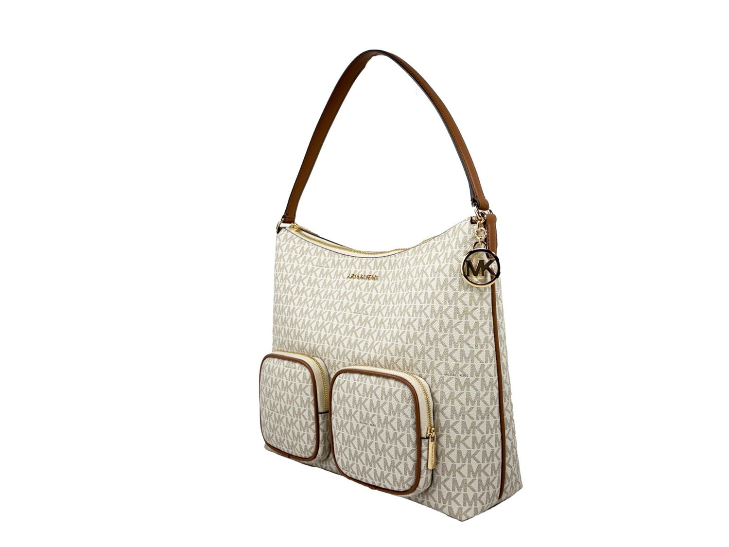 Michael Kors - Polished Logo Print Large Cargo Shoulder Bag - Vanilla Michael Kors