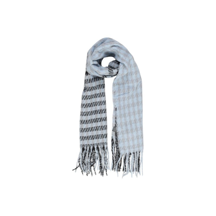 Only - Sophisticated Soft Check Fringe Scarf - Blue Grey Only