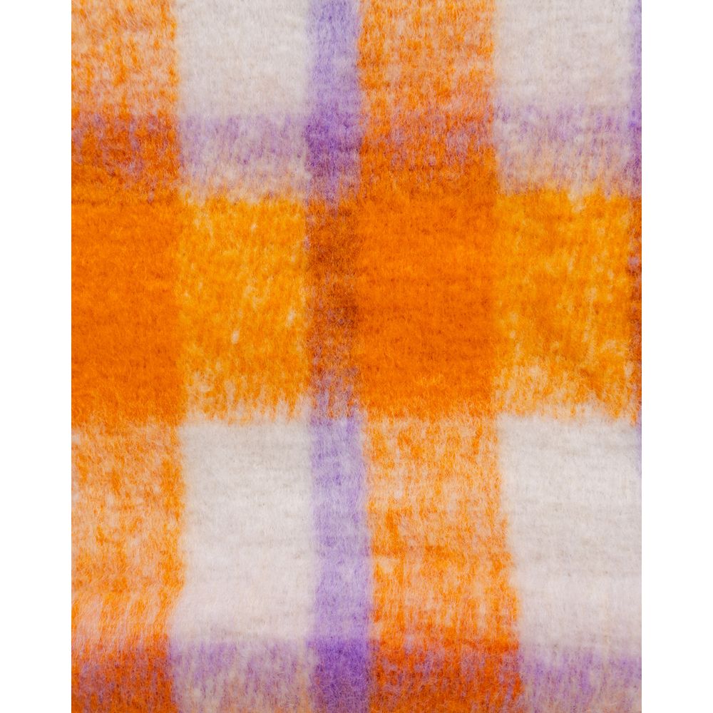 Only - Vibrant Checked Fringe Scarf - Orange Only
