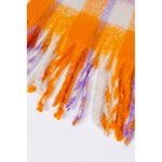 Only - Vibrant Checked Fringe Scarf - Orange Only