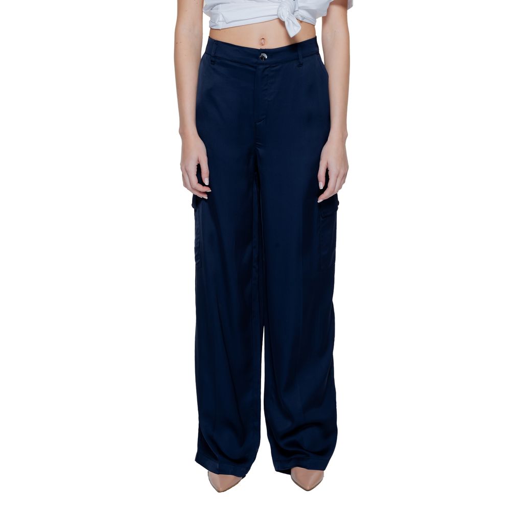 Street One - Elegant Flowing Wide Leg Palazzo Pant - Blue Street One