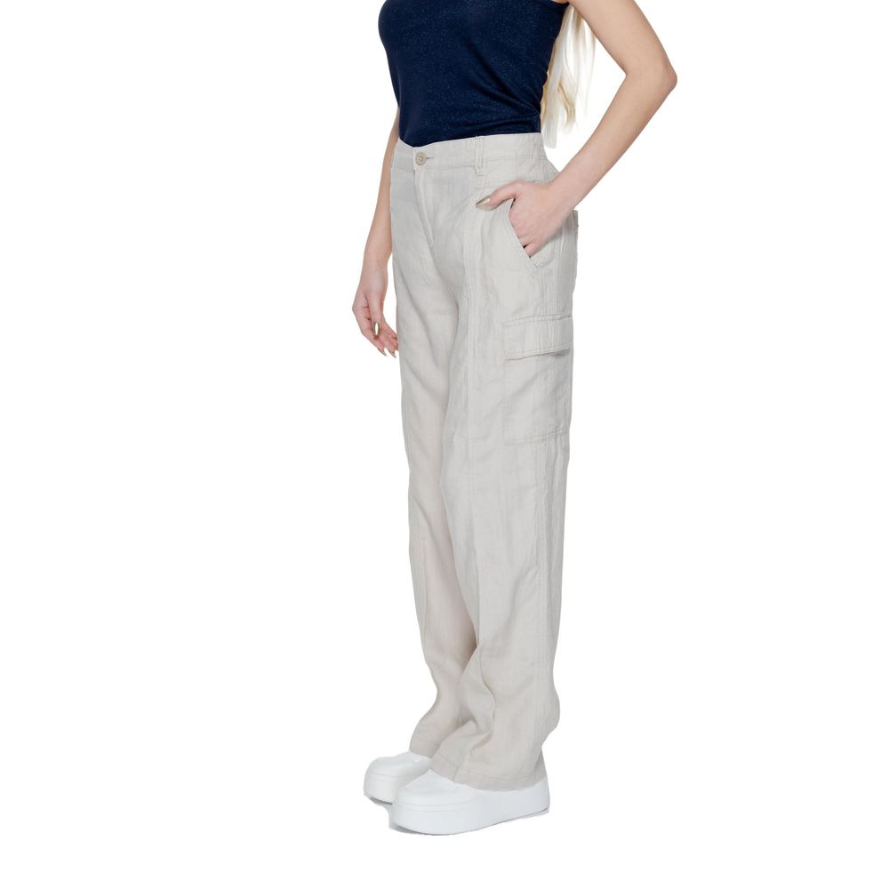 Street One - Relaxed Wide Leg Linen Trousers - Beige Street One