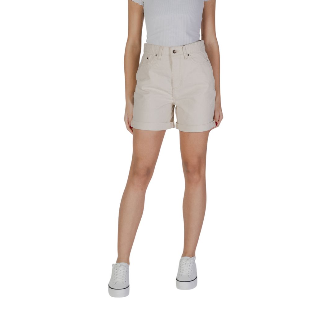 B.Young - Relaxed High-Waisted Turn-Up Hem Cotton Shorts - Beige B.Young