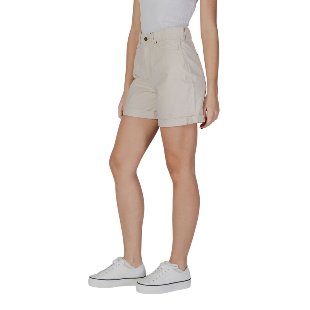B.Young - Relaxed High-Waisted Turn-Up Hem Cotton Shorts - Beige B.Young