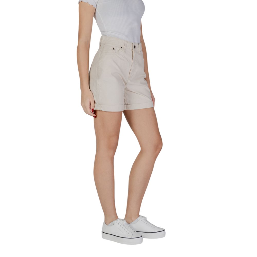 B.Young - Relaxed High-Waisted Turn-Up Hem Cotton Shorts - Beige B.Young