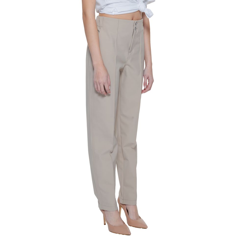 Street One - Polished High-Rise Cigarette Pant with Elastic Back Waist - Beige Street One