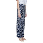 Street One - Elegant High-Waisted Geometric Print Palazzo Pants - Blue Street One
