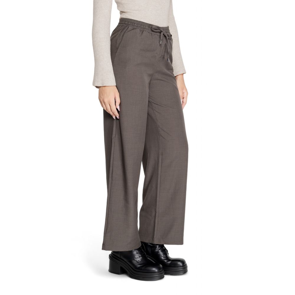 Only - Effortless High-Waist Wide Leg Palazzo Pant - Grey Only