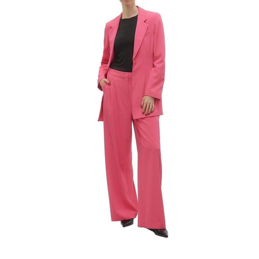 Vero Moda - Elegant Wide Leg Pleated Palazzo Trousers - Pink Vero Moda
