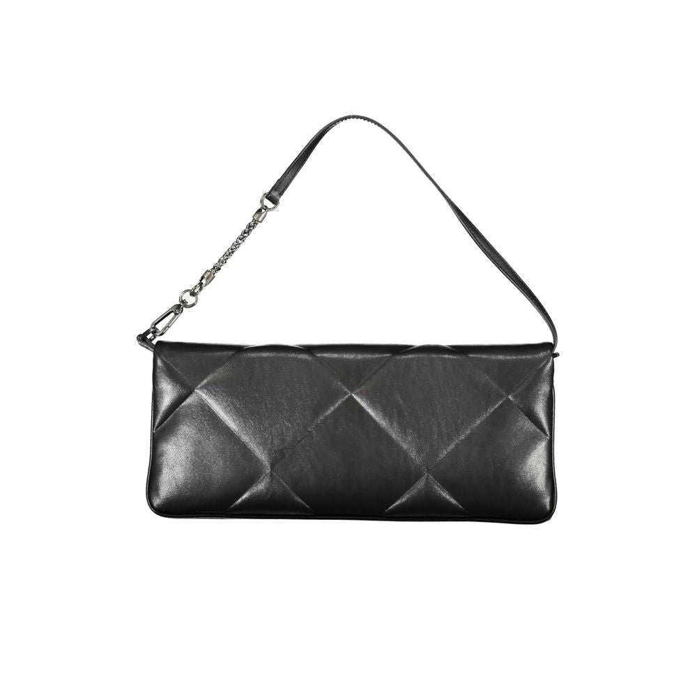Calvin Klein - Structured Quilted Recycled Polyester Shoulder Bag with Chain Detail - Black Calvin Klein