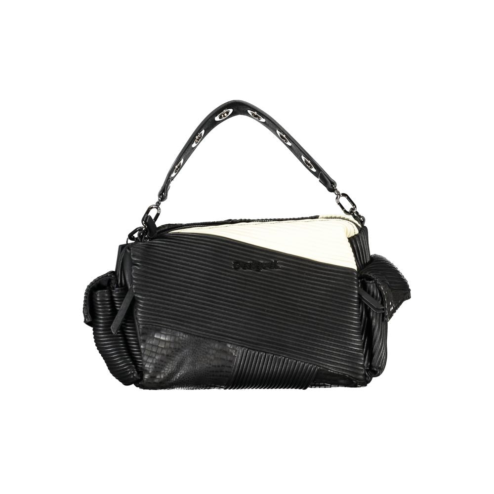 Desigual - Edgy Textured Polyethylene Shoulder Bag with Contrast Details - Black Desigual