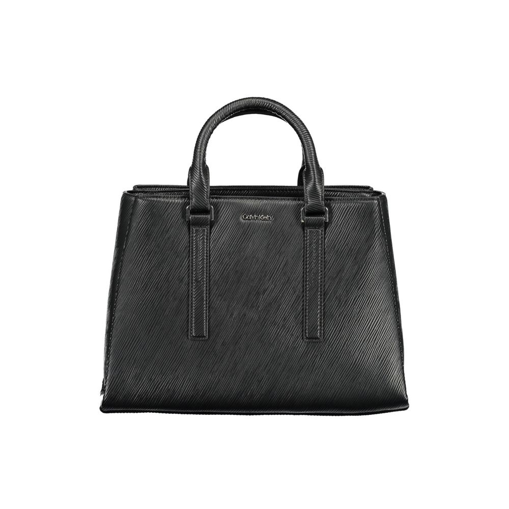 Calvin Klein - Structured Textured Top Handle Handbag with Removable Strap - Black Calvin Klein