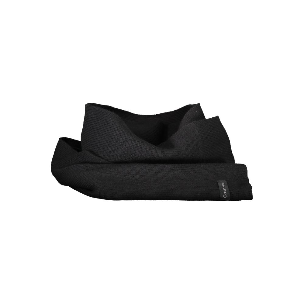Calvin Klein - Minimalist Ribbed Cotton Logo Scarf - Black Calvin Klein