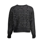 Desigual - Bold Graphic Text Print Cropped Knit Sweater - Black Desigual