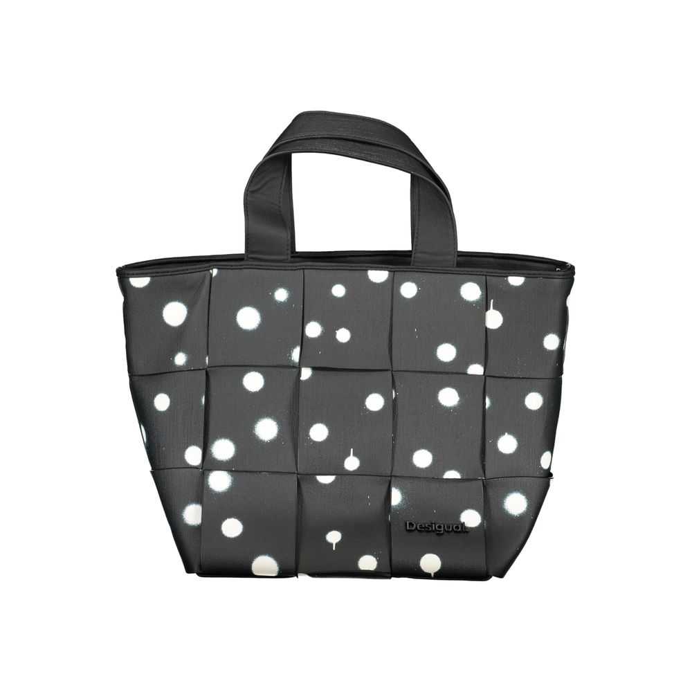 Desigual - Playful Woven Polka Dot Tote Bag with Chain Strap - Black Desigual
