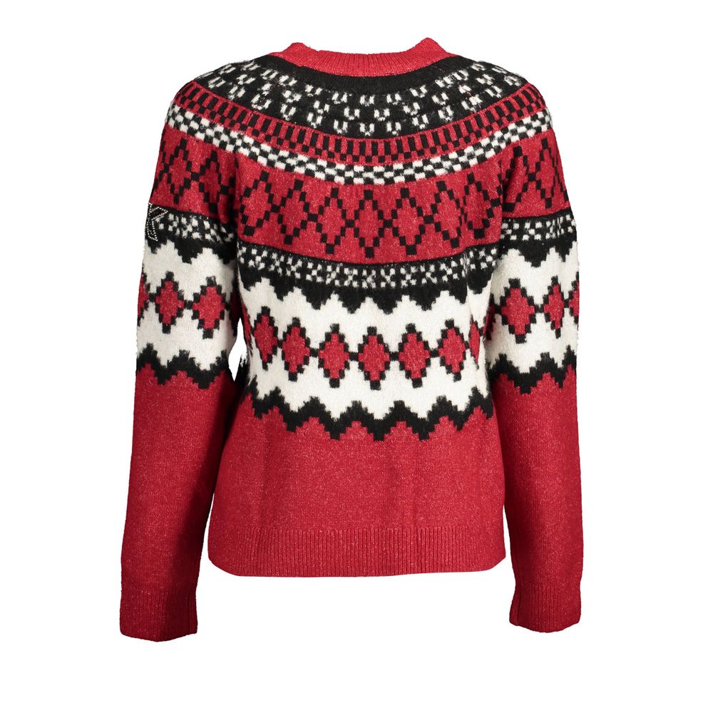 Desigual - Playful Geometric Patch Knit Sweater - Red Multi Desigual