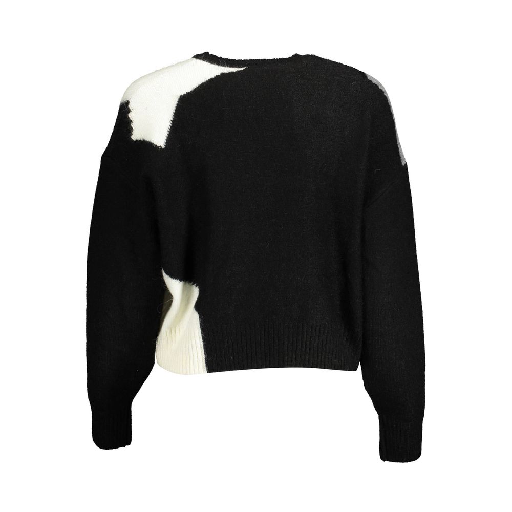 Desigual - Artistic Abstract Color Block Cropped Knit Sweater - Black Desigual