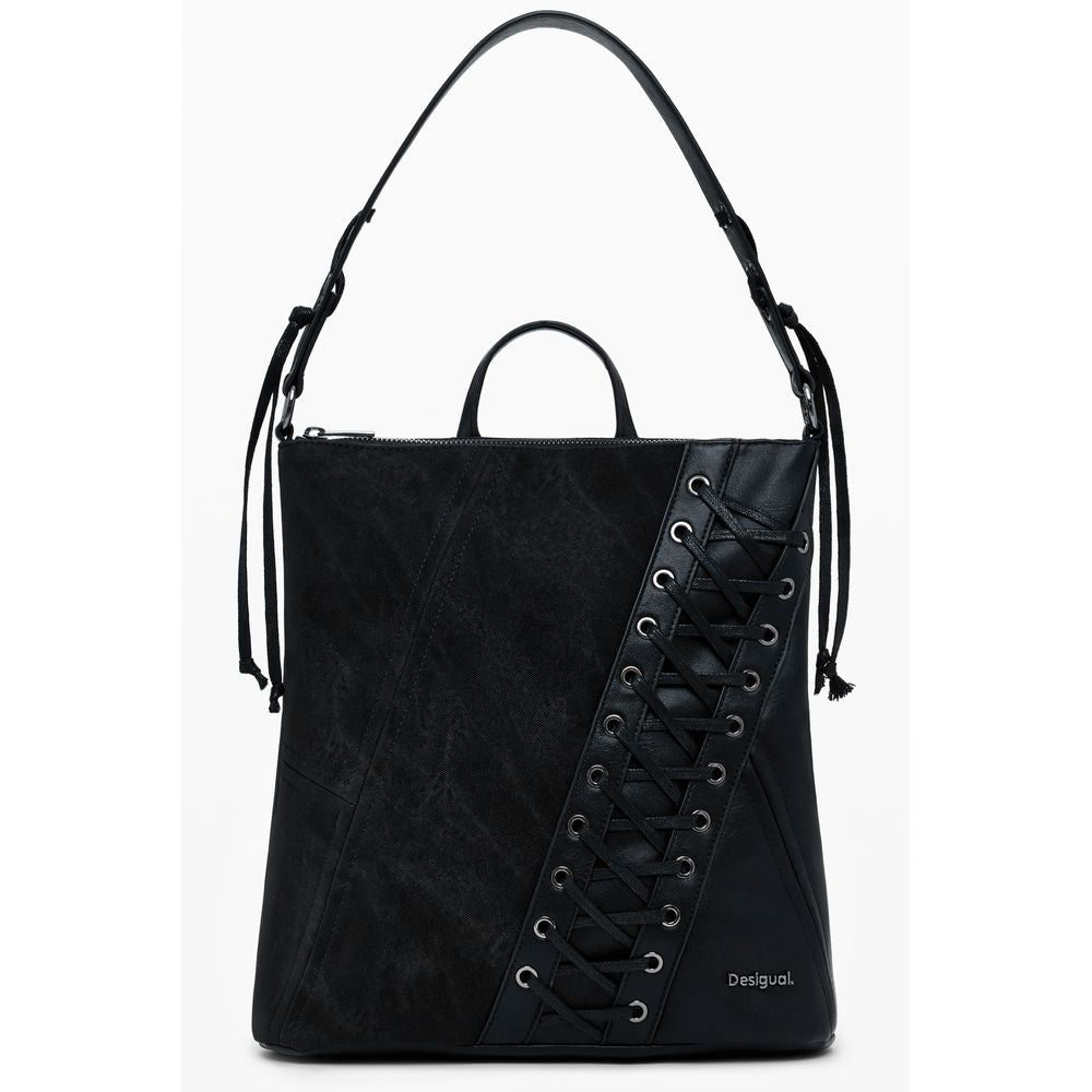 Desigual - Edgy Lace-Up Mini Patch Backpack - Black Desigual