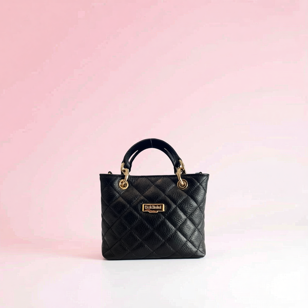 Baldinini Trend - Structured Quilted Cowhide Mini Shoulder Bag - Black Baldinini Trend