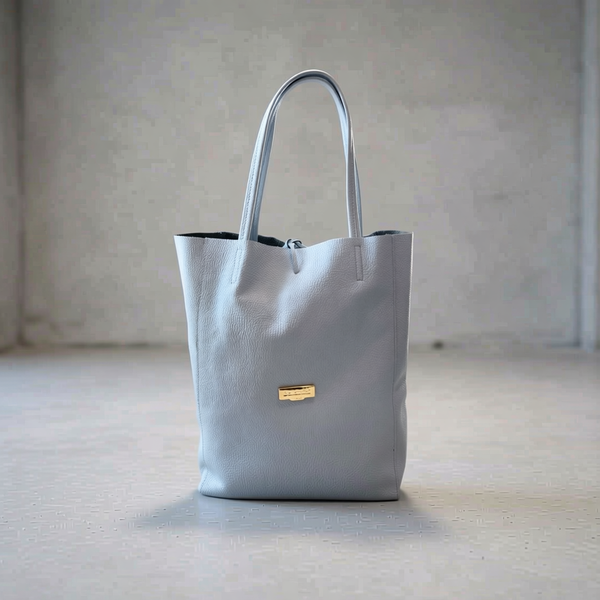 Baldinini Trend - Structured Blue Cowhide Shoulder Bag With Tie Closure - Blue Baldinini Trend