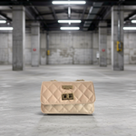 Baldinini Trend - Elegant Quilted Cowhide Mini Crossbody Bag - Beige Baldinini Trend