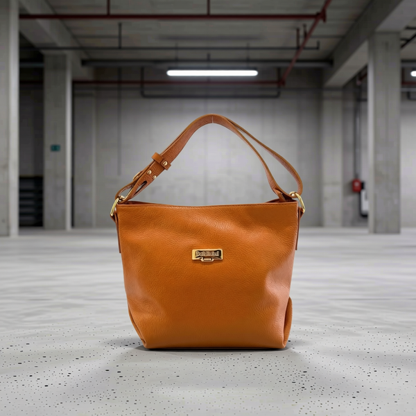 Baldinini Trend - Polished Textured Cowhide Shoulder Bag - Brown Baldinini Trend
